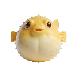 Icona 3D di pesce palla carino - adorabile pesce cartoon