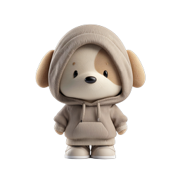 Cute Puppy in Hoodie - Adorable 3D Pet Character Icon