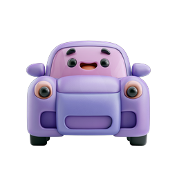 Icona personaggio auto viola carina - Stile argilla 3D
