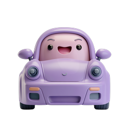 Cute Purple Car Icon - Adorable 3D Cartoon Vehicle