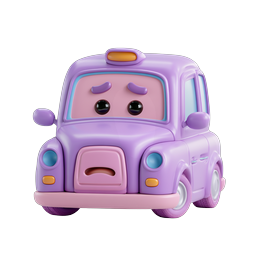 Cute Purple Clay-Style Cartoon Car Character Icon