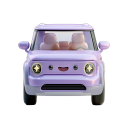 Cute Purple Car Icon - 3D Kawaii Vehicle Illustration