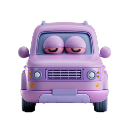 Cute Purple Car 3D Clay Icon - Family Transport