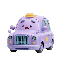 Cute Purple Taxi Icon - Adorable 3D Clay Style