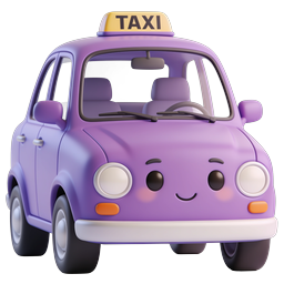 Icône 3D de taxi violet mignon | Cliparts de transport