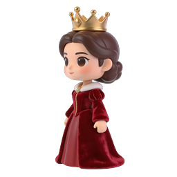 Cute Cartoon Queen Character 3D Icon | Royal Princess