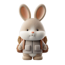 Cute Rabbit with Backpack 3D Character Icon