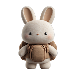 Cute Rabbit Icon with Backpack for Kids' Designs