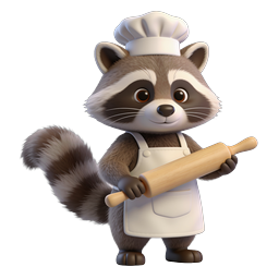 Adorable Cute Raccoon Baker Icon for Food Projects