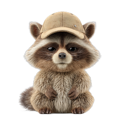Cute Raccoon with Cap Icon - Adorable Wildlife Character