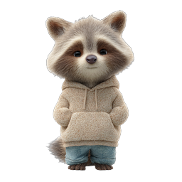 Cute Raccoon Character 3D Render in Hoodie | Mascot Icon