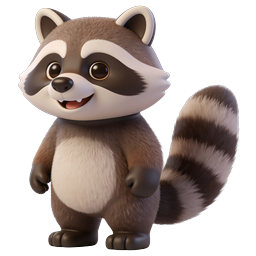 ไอคอนตัวละครแรคคูน 3D สุดน่ารัก - มาสคอตสัตว์ป่าแสนซน