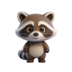 Cute 3D Cartoon Raccoon Character Icon - Adorable Wildlife