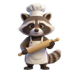 Cute Raccoon Chef Icon for Fun Cooking Designs