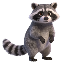 Cute Cartoon Raccoon 3D Icon - Adorable Wildlife Character