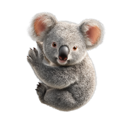 Ícone de Personagem de Coala Realista e Fofo - Renderização 3D