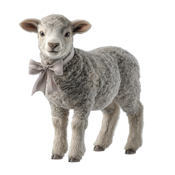 Cute Realistic Lamb Icon with Pink Bow - Farm Animal