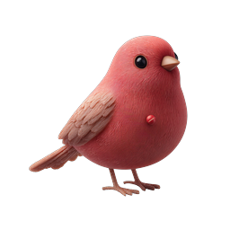 Icono 3D de pájaro rojo esponjoso y lindo - Adorable personaje de vida silvestre