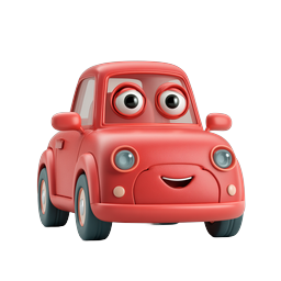 Icona personaggio auto cartoon rossa carina - Stile argilla 3D