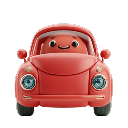 Ícone de personagem de carro vermelho fofo - Estilo de argila 3D adorável