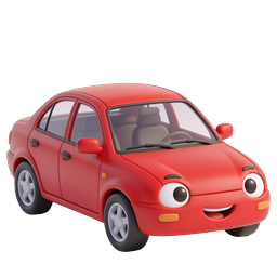Süßes rotes Cartoon-Auto-Charakter-Icon - 3D-gerendert