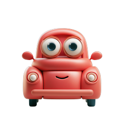 Cute Red Car Character Icon - Friendly Cartoon Vehicle