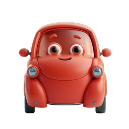 Cute Red Car Character - 3D Cartoon Vehicle Icon