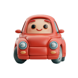 Icona auto rossa carina | Veicolo cartoon 3D amichevole