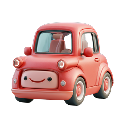 Cute Cartoon Red Car 3D Clay Icon