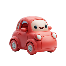 Cute Red Car Icon - Adorable 3D Clay Style Vehicle