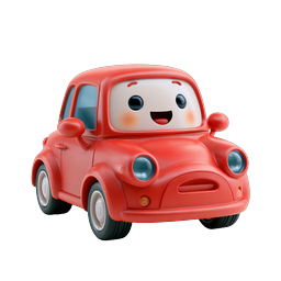 Cute Red Toy Car Icon - 3D Cartoon Vehicle