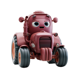 Cute Cartoon Red Tractor Character Icon - 3D Rendered