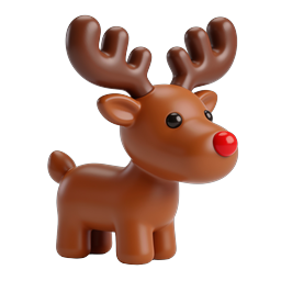 Cute 3D Reindeer Christmas Icon | Holiday Animal
