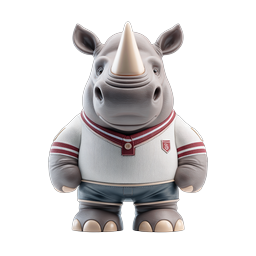 Cute Rhino Character Icon in Varsity Jacket | 3D Mascot