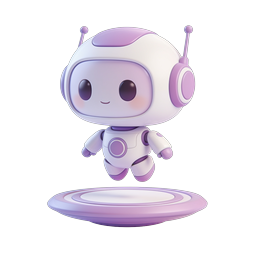 Cute 3D Robot AI Assistant Icon - Purple & White