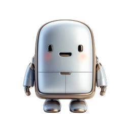 Cute Metallic Robot Backpack Icon - 3D Character Design