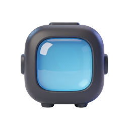Cute Robot Character Icon with Glowing Visor 3D Render