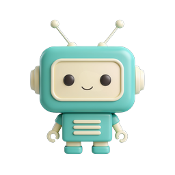 Cute Teal Robot Icon - AI Assistant & Chatbot Mascot