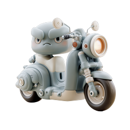 Cute Robot on Vintage Scooter 3D Clay Icon