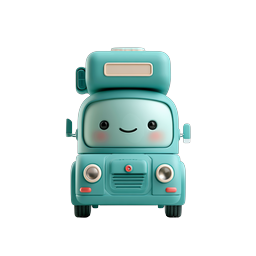 かわいいロボットトラックのキャラクターアイコン - カワイイ 3D 車両
