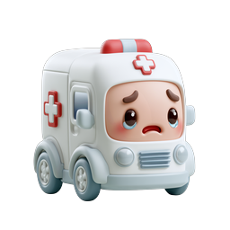 Cute Sad Ambulance 3D Clay Icon