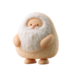 Cute Fluffy Santa Character Icon - Holiday Mascot