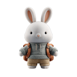 Cute School Bunny Character Icon - 3D Rendered