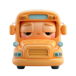 Süßes Cartoon-Schulbus-Charakter-Icon - 3D-Knete-Stil