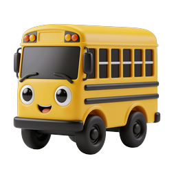 Cute School Bus Icon - 3D Cartoon Clay Style