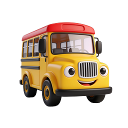 Cute 3D Cartoon School Bus Icon for Education
