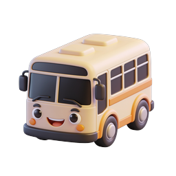 Cute Cartoon School Bus 3D Icon