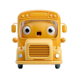 Icono de personaje de autobús escolar lindo - Diseño de dibujo animado 3D