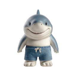 Cute Cartoon Shark Character 3D Icon - Friendly Sea Mascot