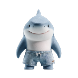 Cute Cartoon Shark Character 3D Icon